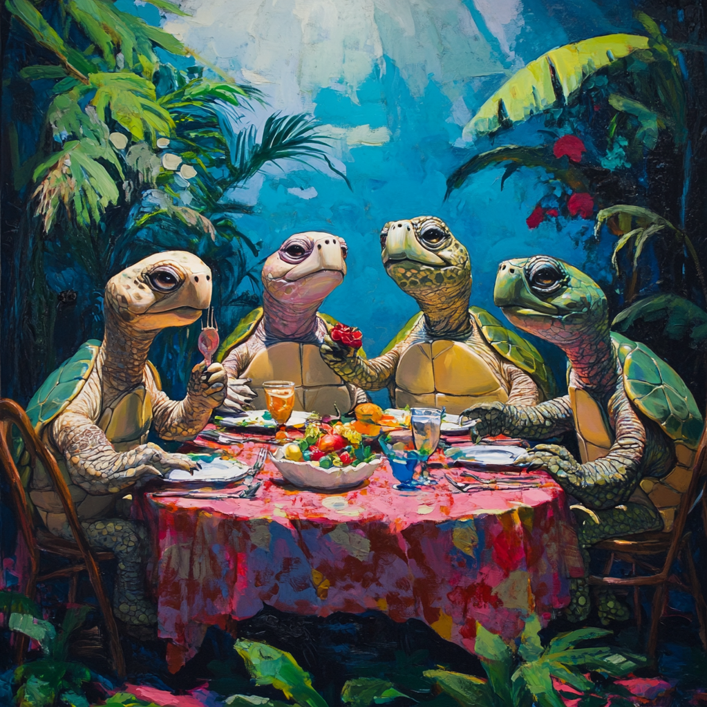 turtles having a dinner party